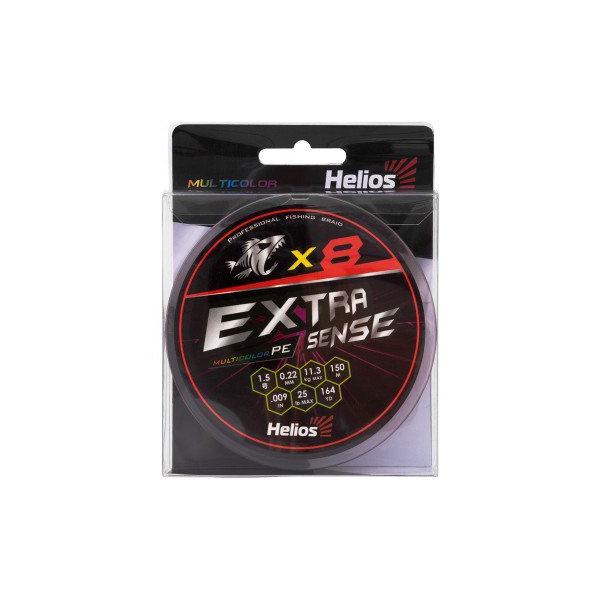 Шнур Helios Extrasense X8 PE Multicolor (150м) 0.22 мм