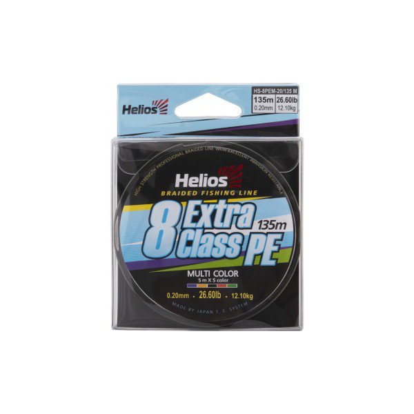Шнур Helios Extra Class 8 PE Braid (135м) Multicolor, 0.20 мм