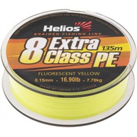 Шнур Helios Extra Class 8 PE Braid (135м) Fluorescent Yellow, 0.15 мм