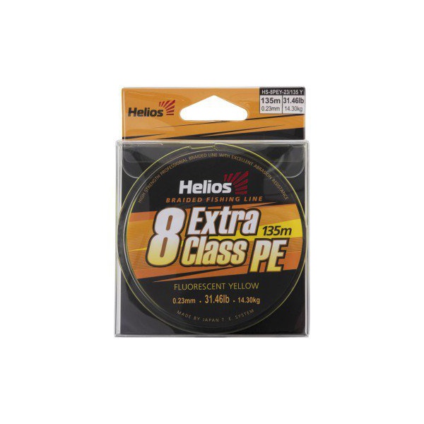 Шнур Helios Extra Class 8 PE Braid (135м) Fluorescent Yellow, 0.23 мм