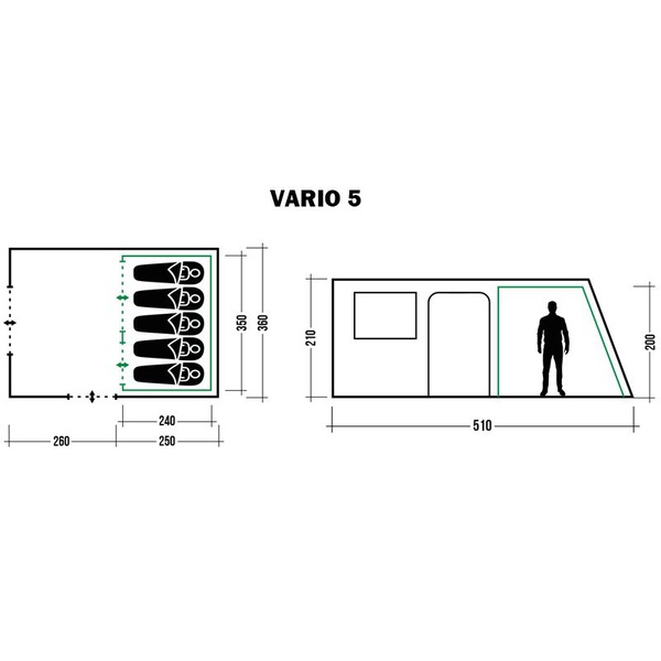 Палатка Trek Planet Vario 5 зелёный