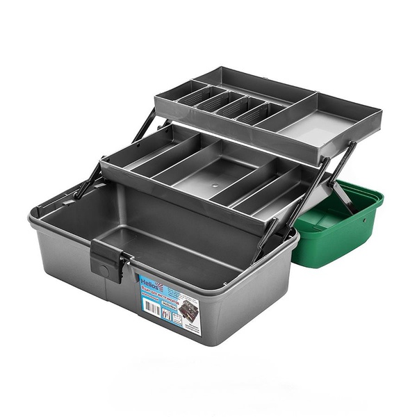 Ящик для инструментов Helios двухполочный зелёный