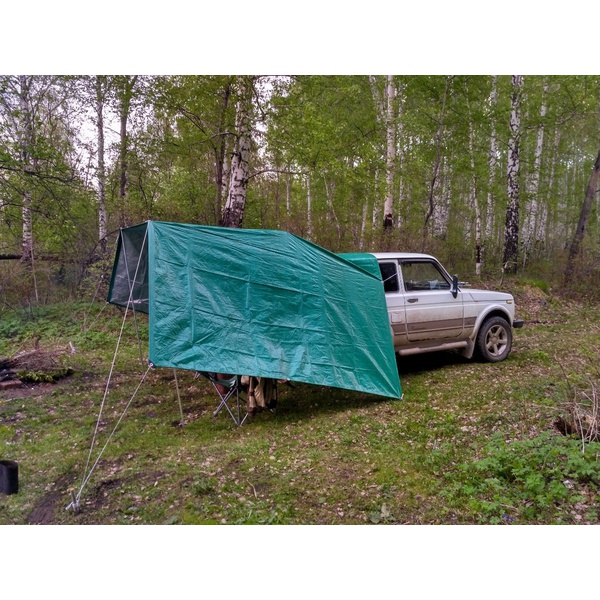 Тент Тарпаулин зелёный, 3x5 м