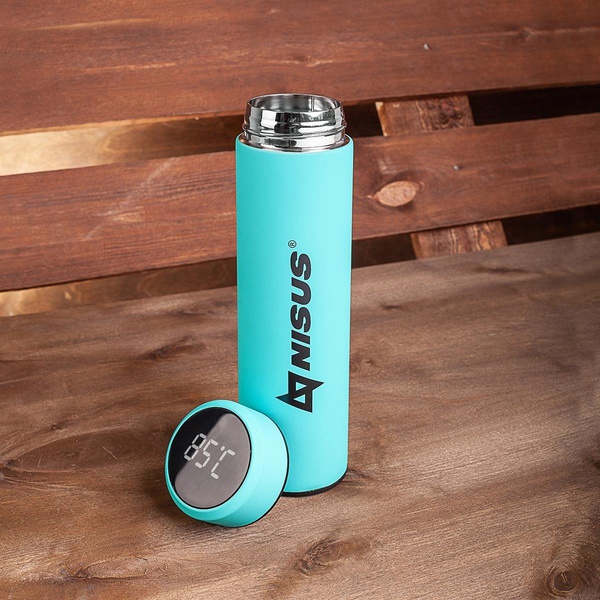 Термос Nisus N.TM-049-T (с термодатчиком, 0.45 л) бирюзовый