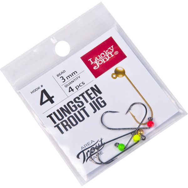 Джиг-головки Lucky John Area Trout Game вольфрамовые 3 мм крючок 004 (4 шт) (цвет: gold, red, green, yellow)