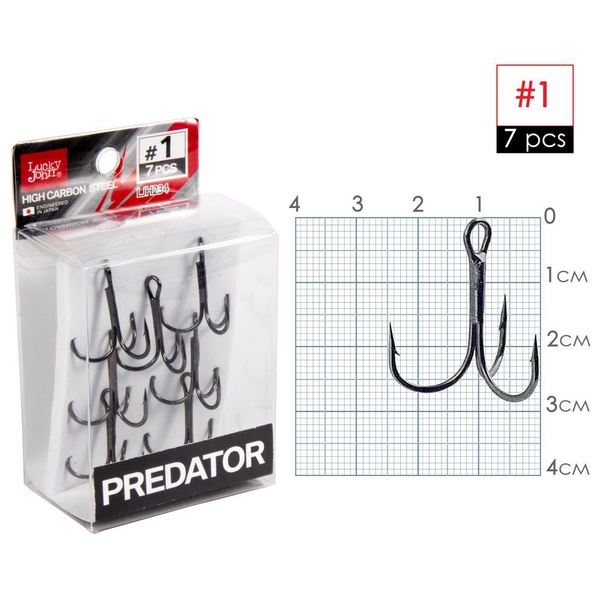 Крючки-тройники Lucky John Predator LJH234 разм.001 (7 шт)