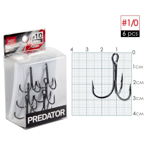 Крючки-тройники Lucky John Predator LJH234 разм.001/0 (6 шт)