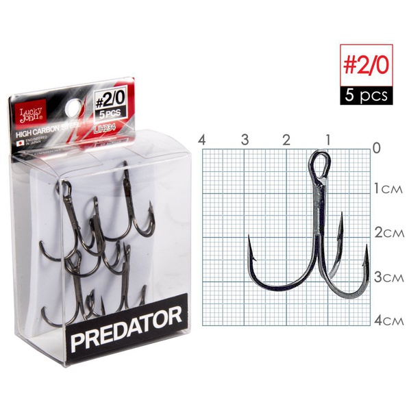 Крючки-тройники Lucky John Predator LJH234 разм.002/0 (5 шт)