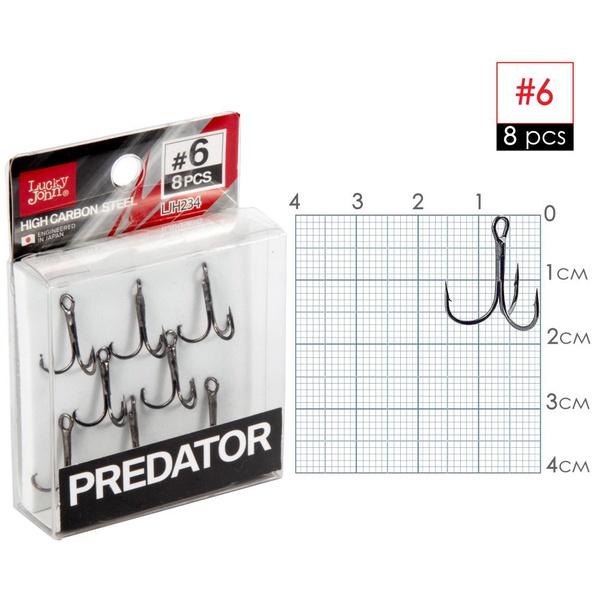 Крючки-тройники Lucky John Predator LJH234 разм.006 (8 шт)