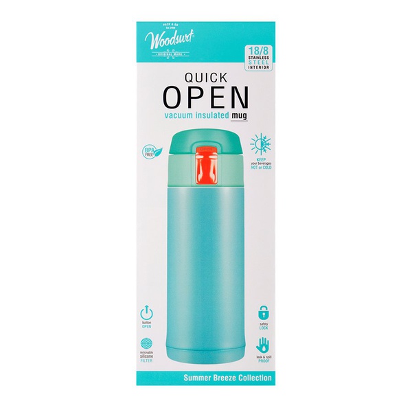 Термокружка Woodsurf Quick Open голубой, 0,35 л