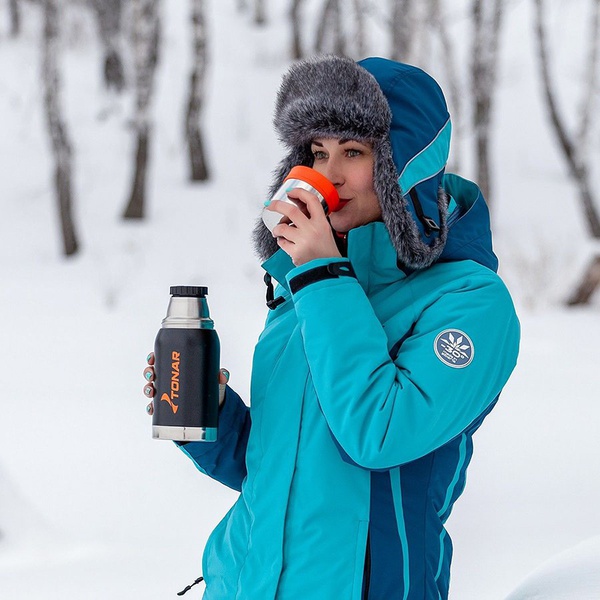 Термос Тонар HS.TM-038 (2 крышки-кружки) чёрный, 0,75 л