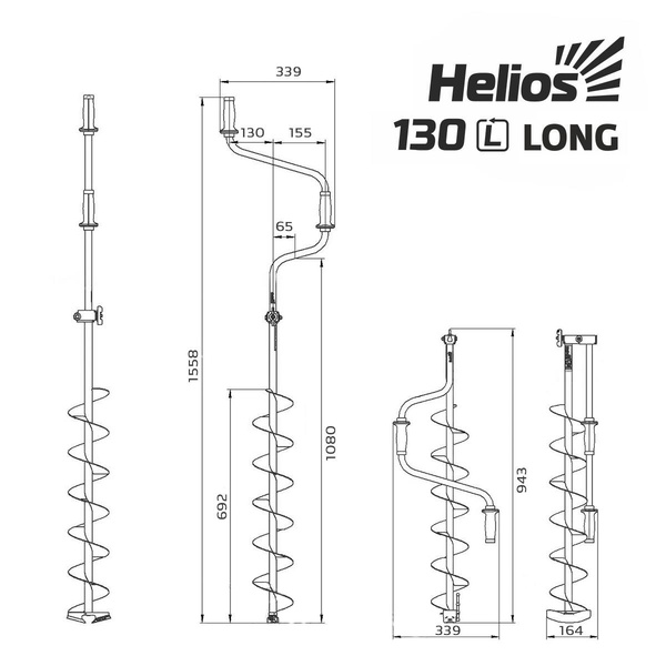 Ледобур Helios Long (левое вращение) 130 мм