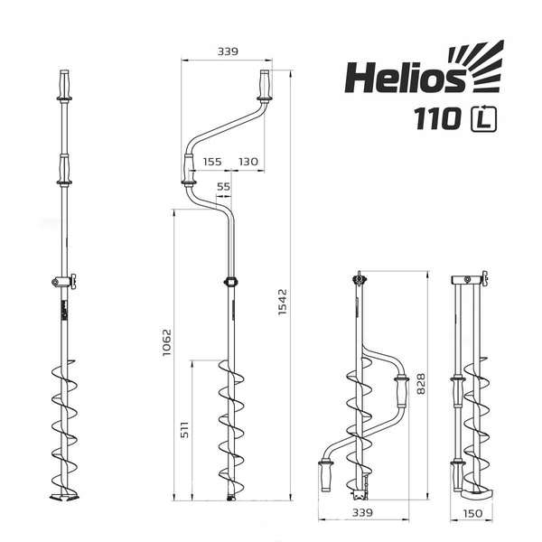 Ледобур Helios HS-110D (левое вращение) 110 мм
