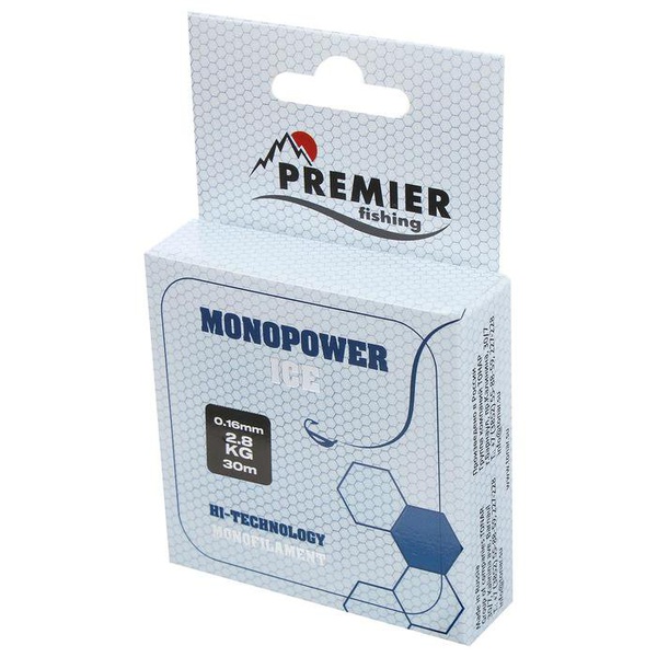 Леска Premier Monopower Ice Clear Nylon (30 м) 0,16 мм