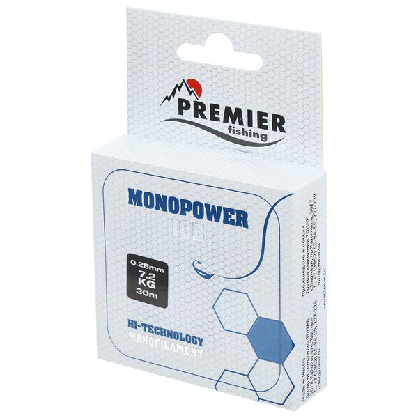 Леска Premier Monopower Ice Clear Nylon (30 м) 0,28 мм