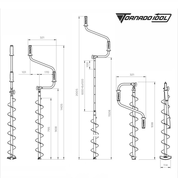 Ледобур Тонар Торнадо-М2 (без чехла, левое вращение) 100 мм