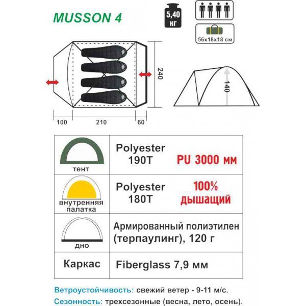 Палатка Helios Musson-4