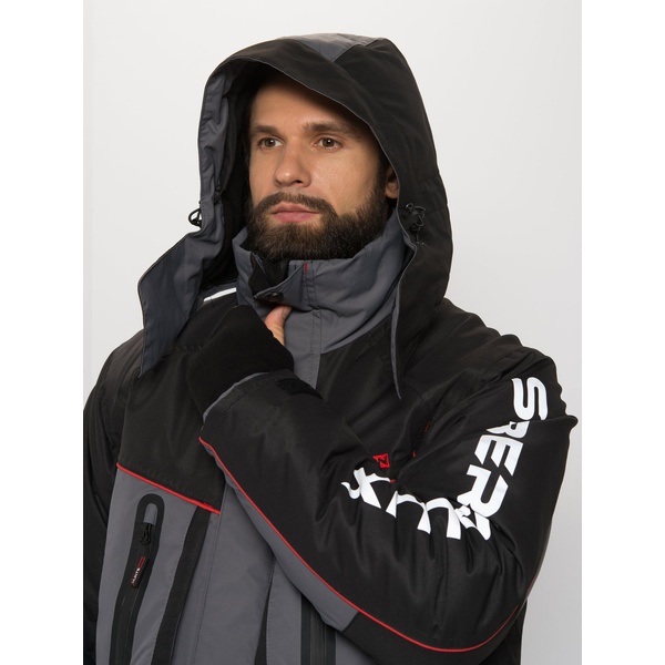 Костюм зимний Huntsman Siberia Lux серый/чёрный, тк. Breathable