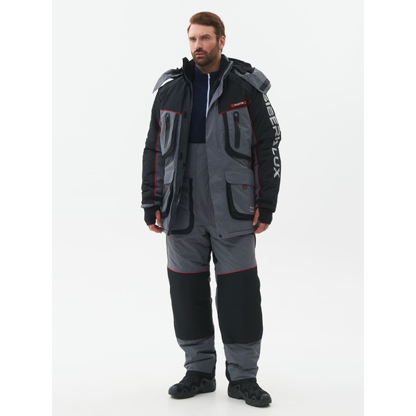 Костюм зимний Huntsman Siberia Lux серый/чёрный, тк. Breathable