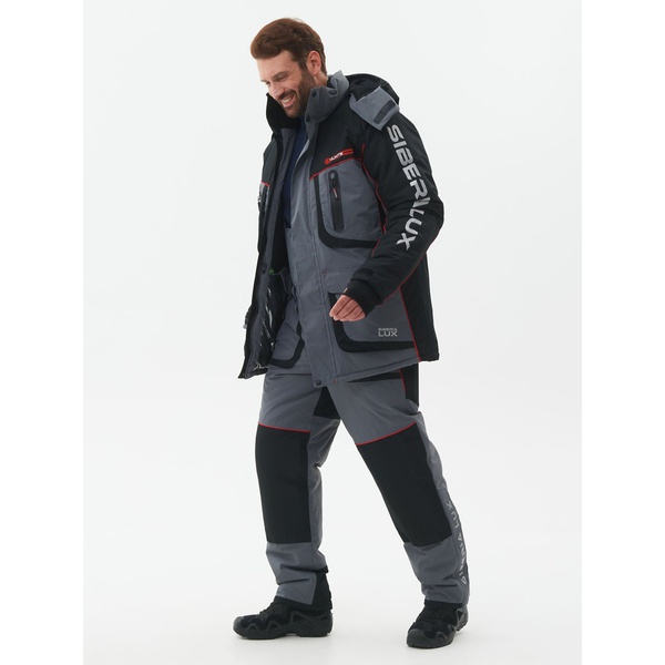 Костюм зимний Huntsman Siberia Lux серый/чёрный, тк. Breathable