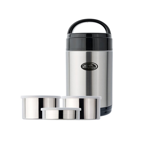 Термос Biostal NR-2000 (с тремя контейнерами) стальной, 2 л