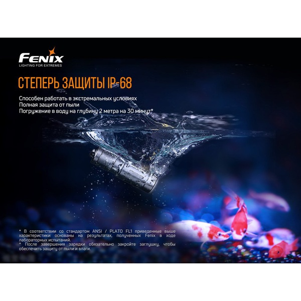 Фонарь Fenix E02R голубой