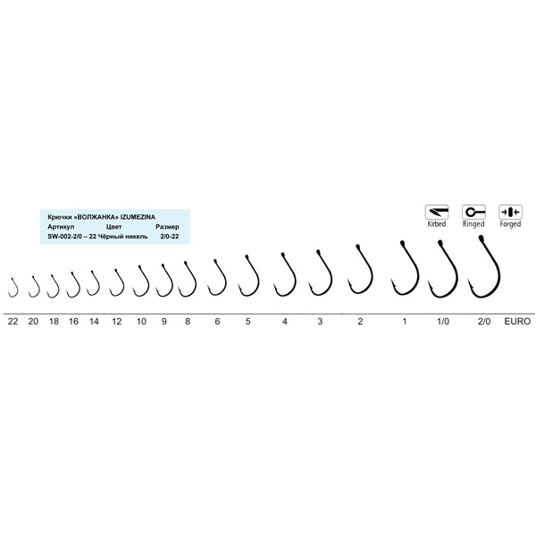 Крючки Волжанка Izumezina (10шт/уп) # 22