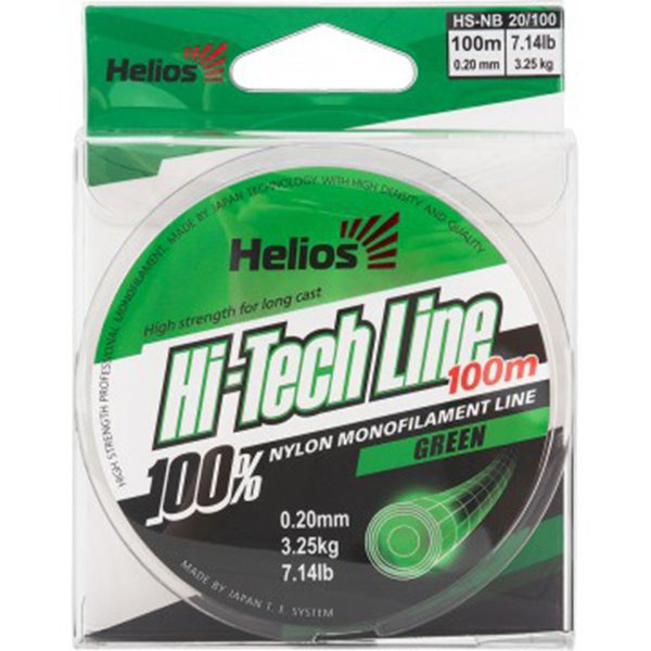 Леска Helios Hi-tech Line Nylon Green 0,20 мм/100