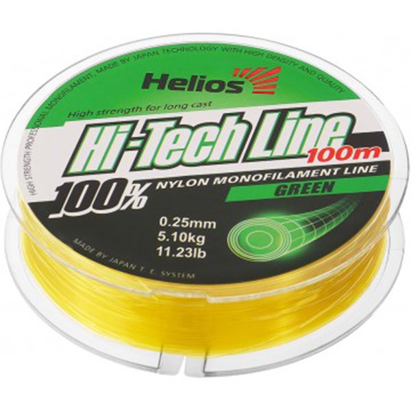 Леска Helios Hi-tech Line Nylon Green 0,25 мм/100