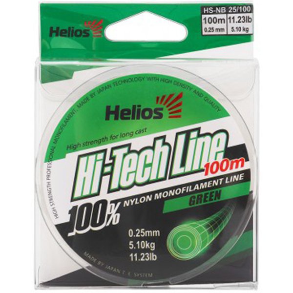 Леска Helios Hi-tech Line Nylon Green 0,25 мм/100