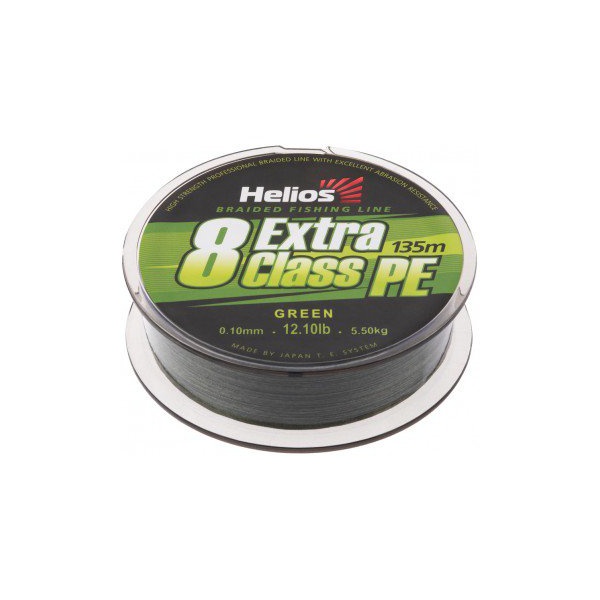 Шнур Helios Extra Class 8 PE Braid Green 0,10мм/135