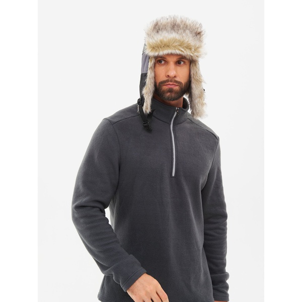 Шапка-ушанка Huntsman Siberia серый-чёрный/мех Волк, тк. Breathable