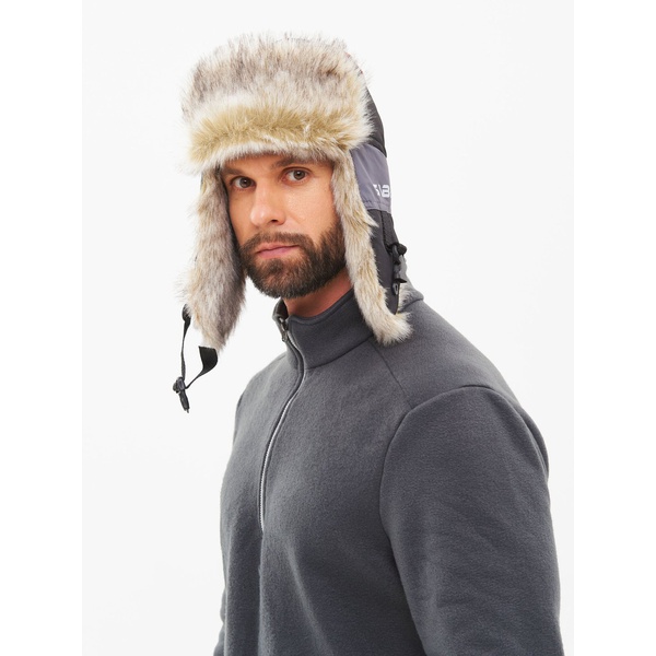 Шапка-ушанка Huntsman Siberia серый-чёрный/мех Волк, тк. Breathable