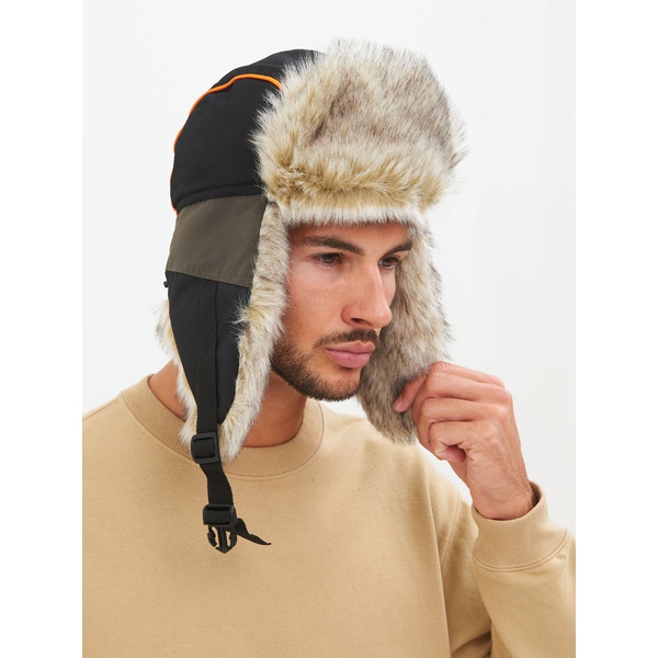 Шапка-ушанка Huntsman Siberia хаки-чёрный/мех Волк, тк. Breathable