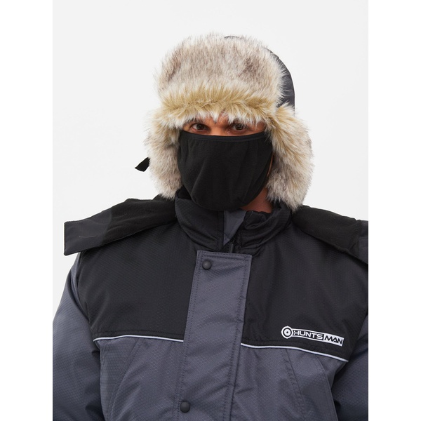 Шапка-ушанка Huntsman Полюс (с маской) серый/чёрный, тк. Cell