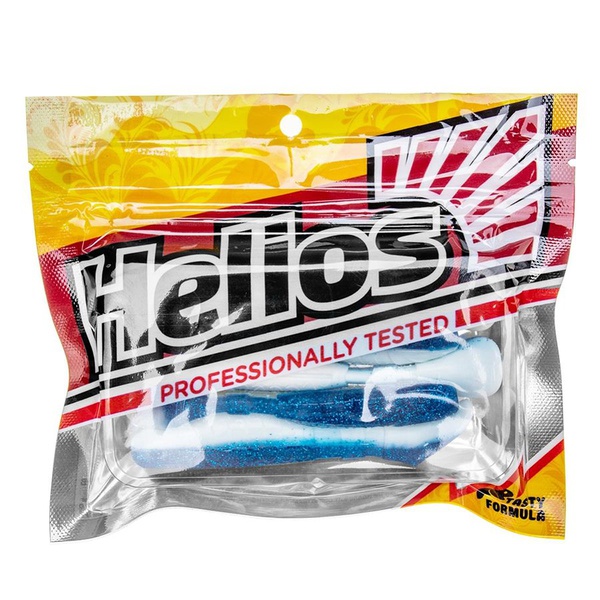 Виброхвост Helios Chubby 3,55"/9 см (5 шт) blue sparkles & white
