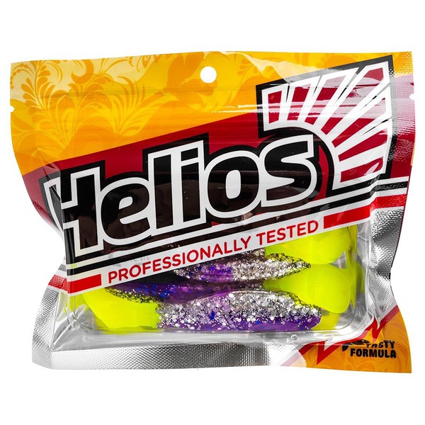 Виброхвост Helios Chubby 3,55"/9 см (5 шт) silver sparkles & fio lt