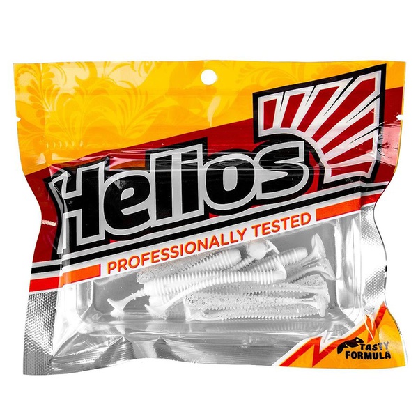 Виброхвост Helios Liny Catcher 2,35"/6 см (12 шт) white & sparkes