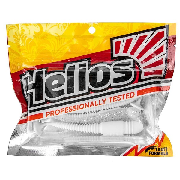 Виброхвост Helios Minoga 3,75"/9.5 см (5 шт) white & sparkles