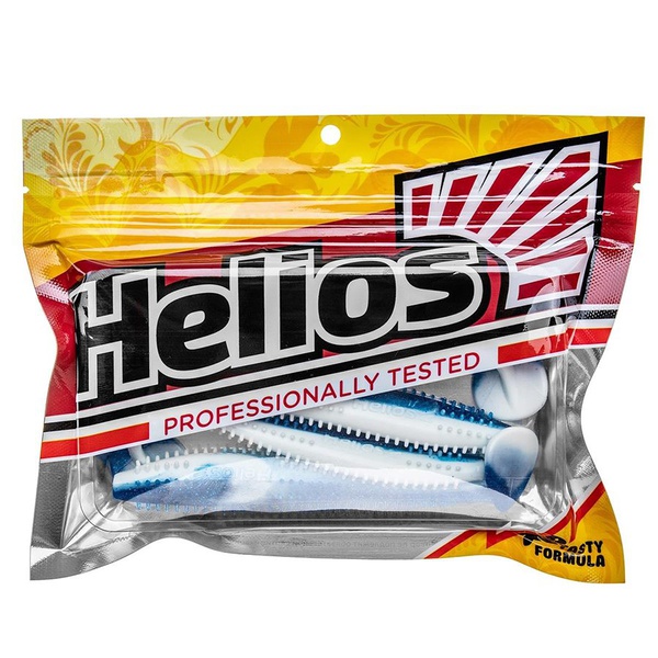 Виброхвост Helios Shaggy 3,35"/8,5 см (5 шт) blue sparkles & white