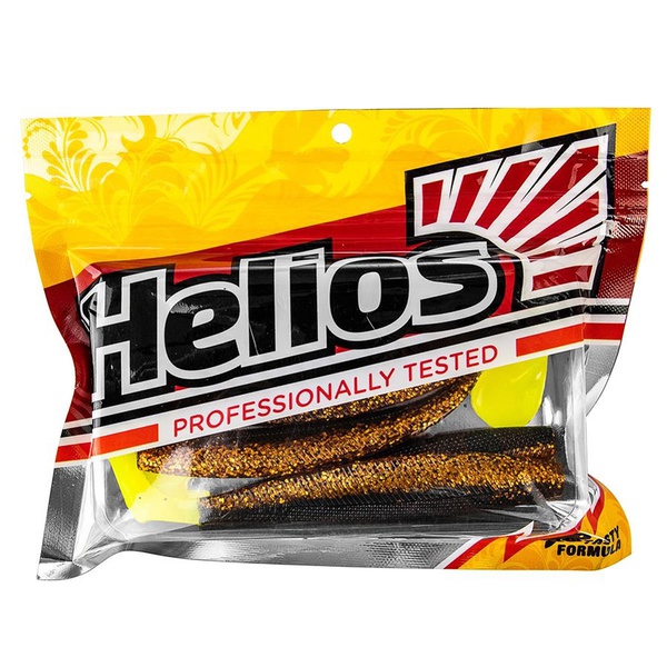 Виброхвост Helios Trofey 5.5"/14 см (4 шт) black sparkles lt