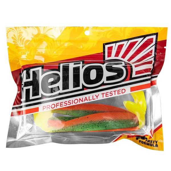Виброхвост Helios Trofey 5.5"/14 см (4 шт) pepper green & orange lt