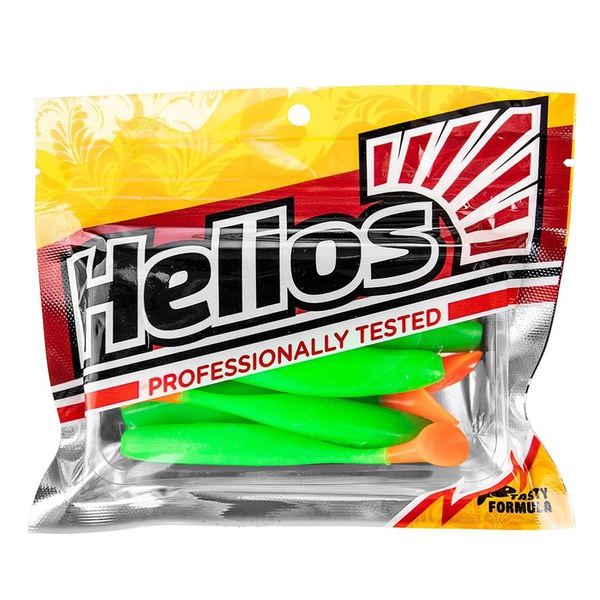 Виброхвост Helios Vigor 3,75"/9.5 см (7 шт) lime & orange