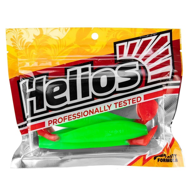 Виброхвост Helios Zander 4"/10,2 см (5 шт) lime & red