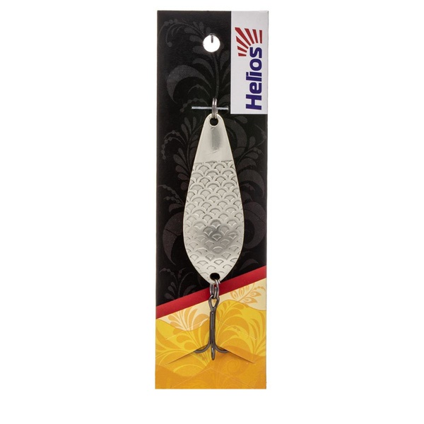 Блесна колеблющаяся Helios Атом М (станд., чешуя) серебро, 10 гр
