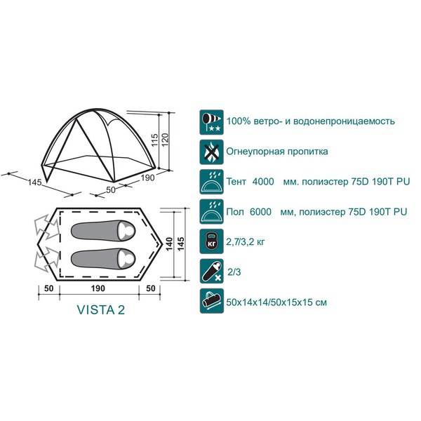 Палатка Canadian Camper Vista 2 AL forest