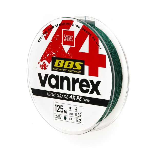 Леска плетёная Lucky John Vanrex BBS х4 Braid Moss Green 125/032