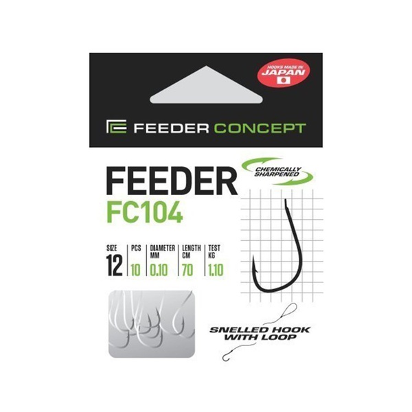 Крючки с поводком Feeder Concept Feeder FC104 70см, 0,16мм, разм.6 (10шт)