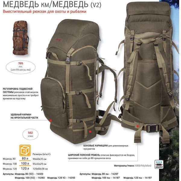 Рюкзак Nova Tour Медведь 80 КМ Лес