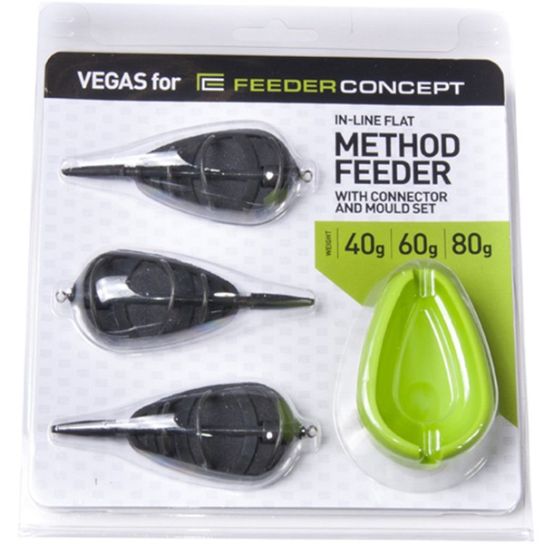 Кормушки фидерные Feeder Concept Vegas Flat Method 40/60/80г (набор 3шт и уплотнитель)